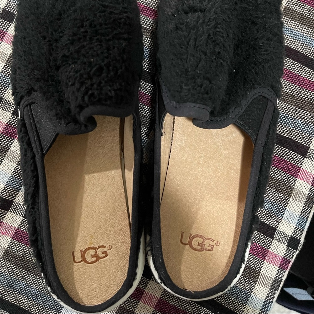 UGG Black Slip-On Shearling Lined Flats